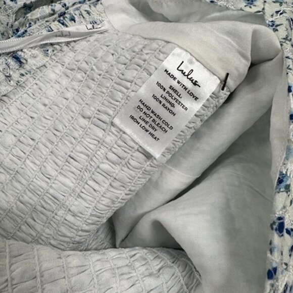 NWT Lulus Top Tier Babe Blue Floral Embroidered Sleeveless Midi Dress (size S) - Picture 9 of 12